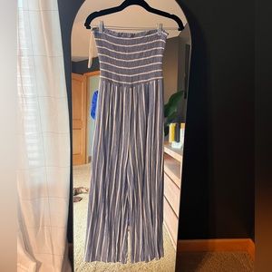Blue white striped strapless jumpsuit, purchased at boutique.